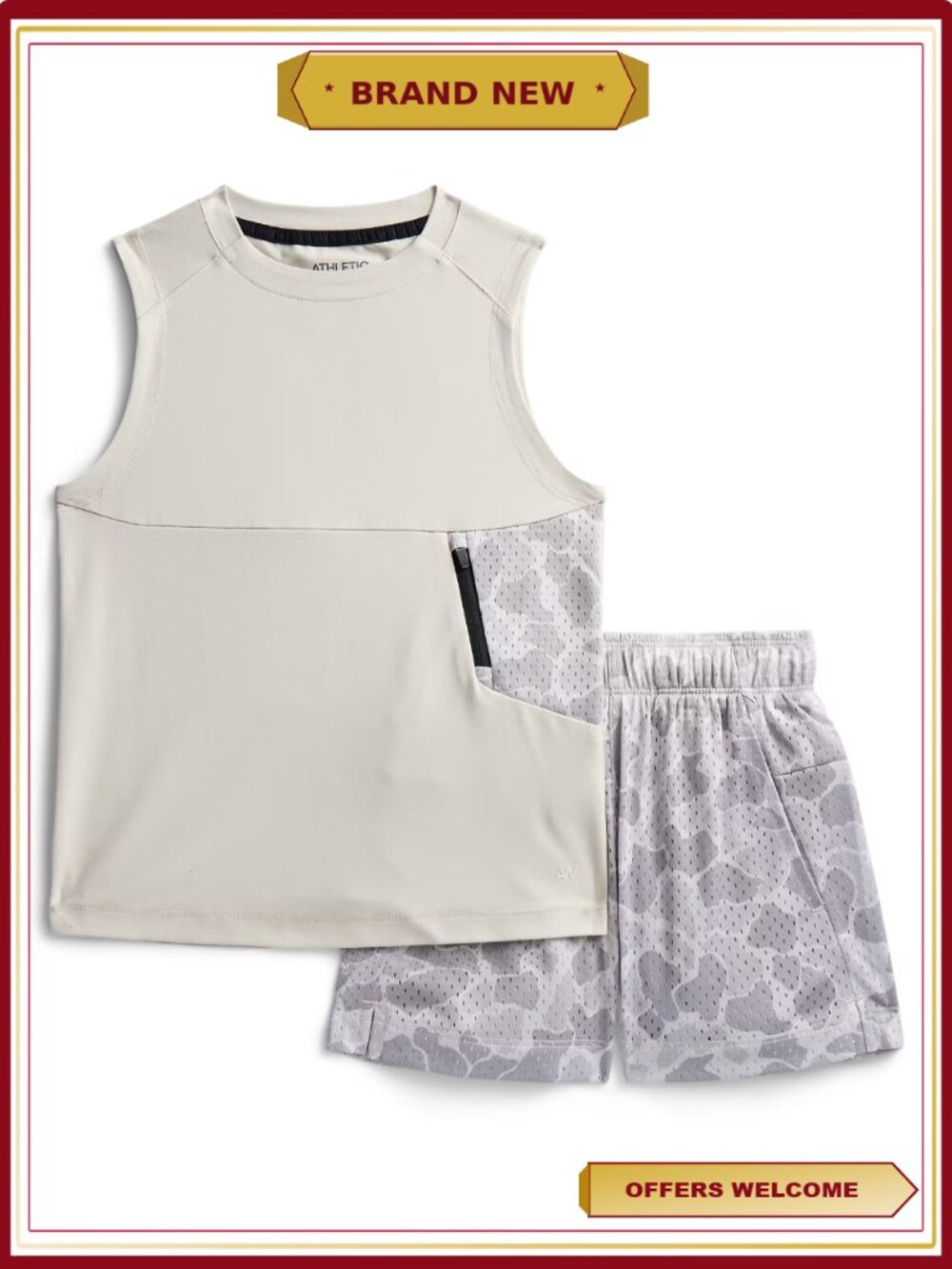 Boys 2-Piece Sleeveless Tank Top & Shorts Set Athletic
